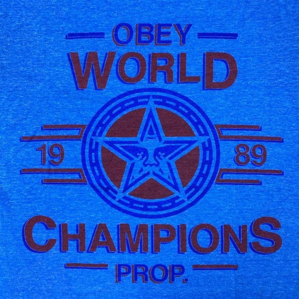 Obey Shepard Fairey world propaganda blue shirt‎